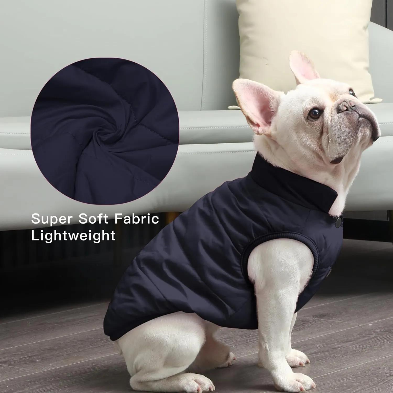 2 Layers Fleece Lined Warm Dog Jacket for Puppy Winter Cold Weather,Soft Windproof Small Dog Coat,Blue M