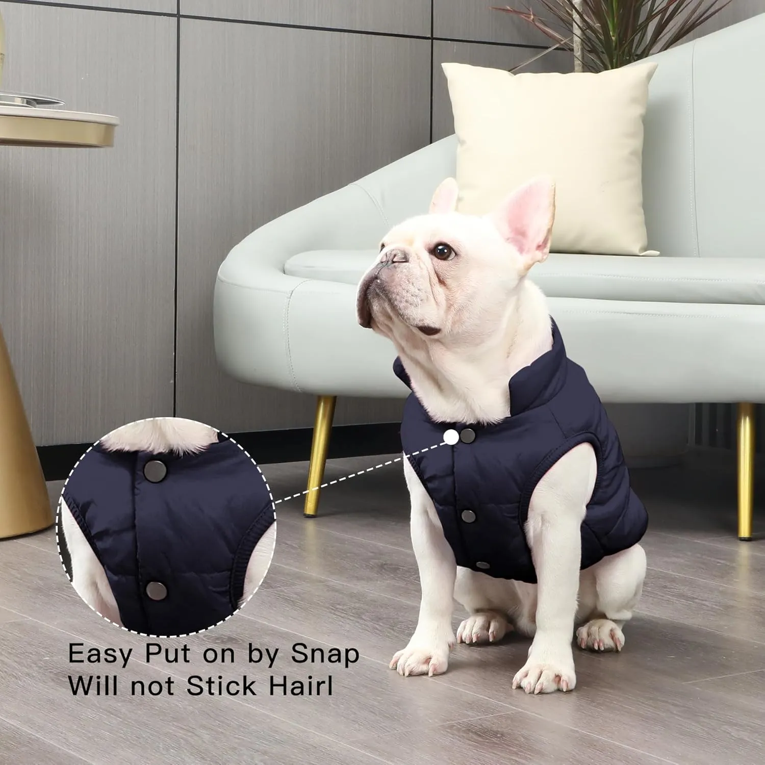 2 Layers Fleece Lined Warm Dog Jacket for Puppy Winter Cold Weather,Soft Windproof Small Dog Coat,Blue M