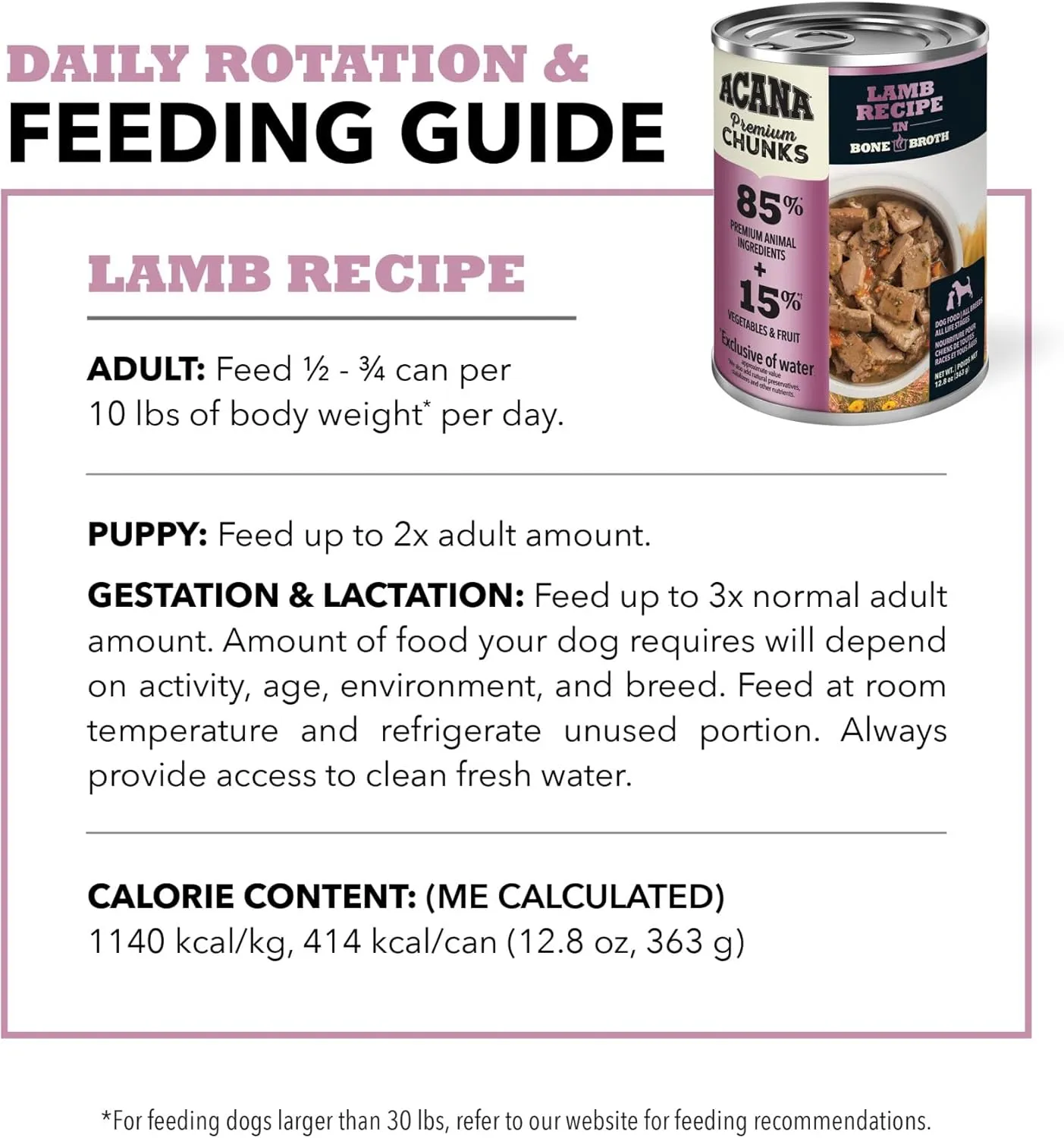 ACANA Premium Chunks Wet Dog Food, Lamb Recipe in Beef Bone Broth and beef liver, 12.8oz (Case of 12)