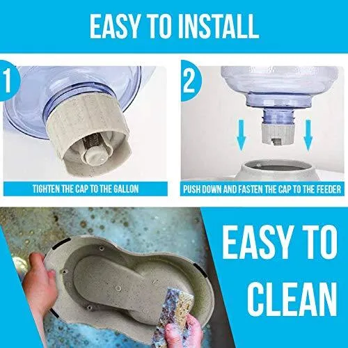 Automatic Dog Water Bowl with Wide Bowl for Dogs Cats Pets Puppy Kitten with 1 Gallon 3.8 Liter Capacity, Replendish Gravity Waterer Easy Cleaning Safety Twist Mouth Ring with Dog Food Recipe Ebook