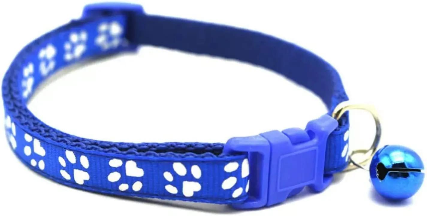 Blue Nylon Fabric Cat Collar Upgraded Version - Reflective with Bell, Solid Collars for Cats, Nylon, Mixed Colors, Pet Collar, Breakaway