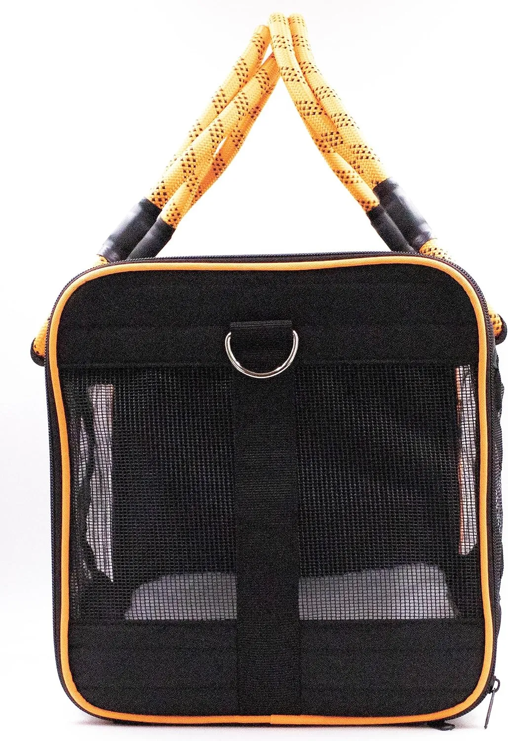 Buddy's Best Airline Approved Pet Carrier  Black & Orange Heavy Duty, Fits Under Seat, TSA Compliant, Ventilated Mesh Design w/Waterproof Base & Reflective Safety Strips