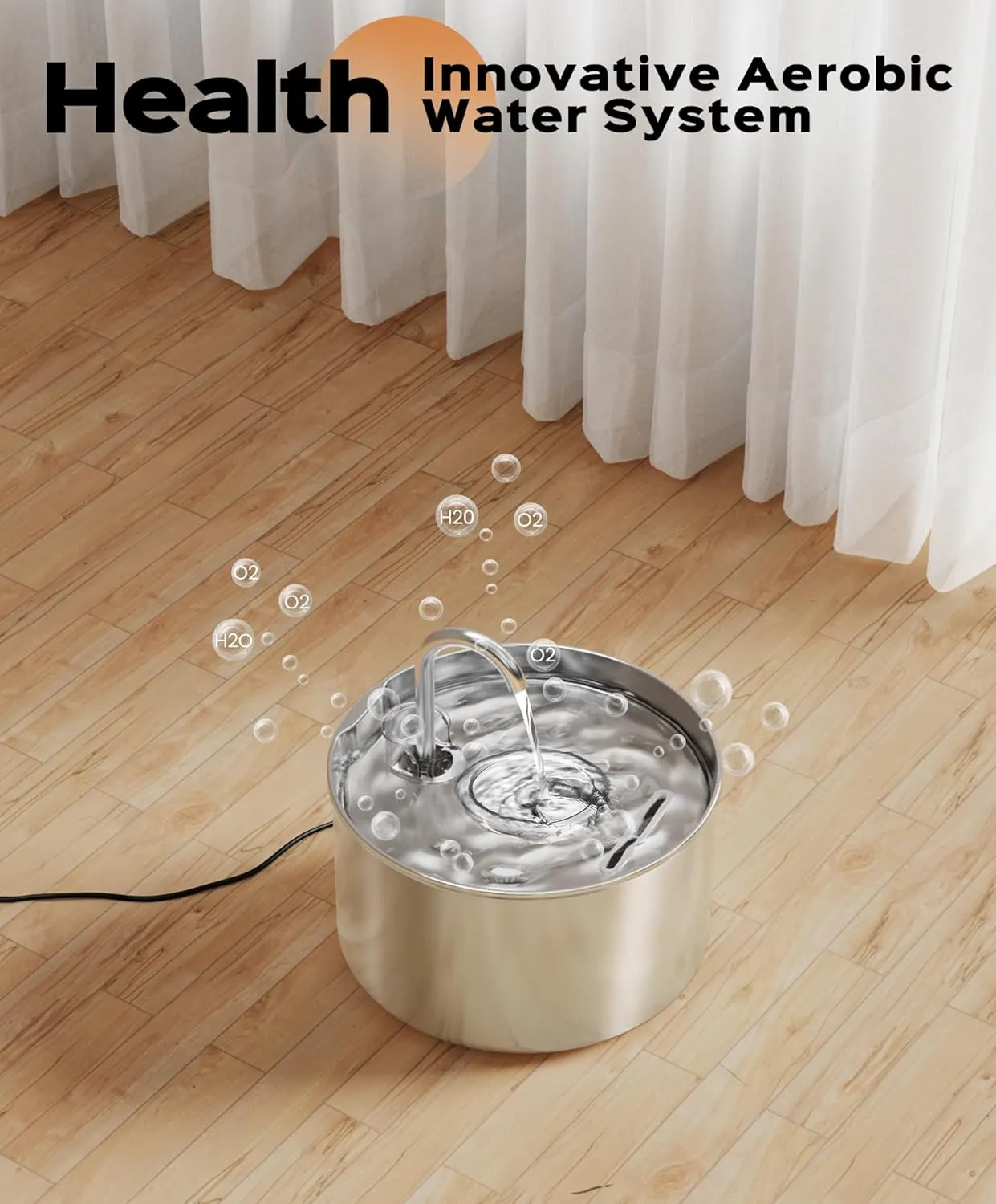 Cat Water Fountain Stainless Steel   8 filters   8 Sponges - Pet Water Fountains Faucet Metal Automatic Cat/Dog Waterer Bowls Pets Watering Running Bottle Water Dispenser for Drinking Ultra Quiet Pump