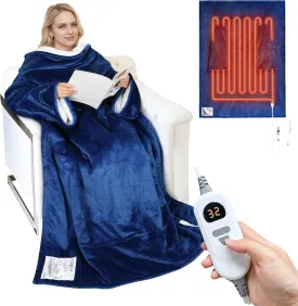 Catalonia Heated Blanket with Sleeves, Electric Snuggle Blanket for Women Men, Wearable Wired Heating Throw Blanket with 5 Heating Levels, Valentine's Day Gift for Her
