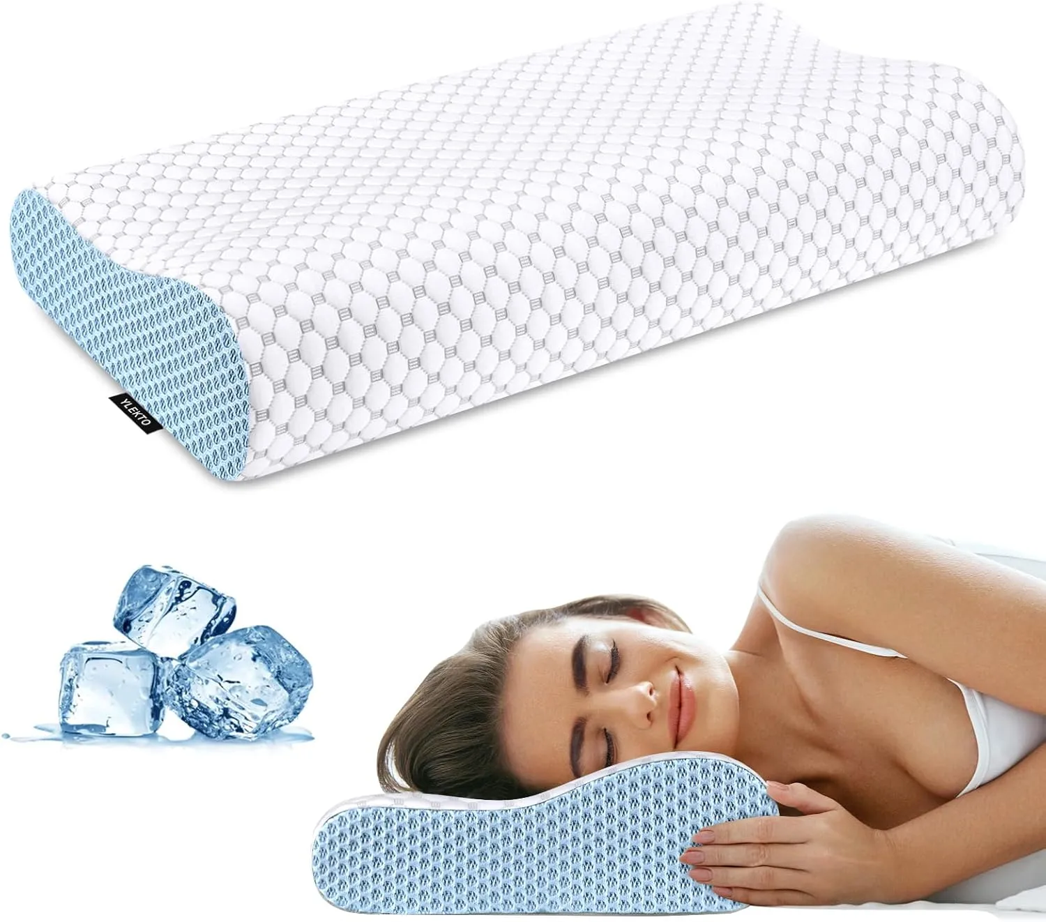 Cervical Neck Pillow for Pain Relief - Ergonomic Contour Memory Foam Pillows, Cooling Side Sleeper Pillow for Sleeping, Orthopedic Bed Pillow for Sleeping
