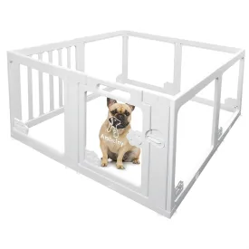 Clear Acrylic Pet Playpen Indoor for Puppy, Cat, Rabbit & Ferret  Tool-Free Assembly, 8 Panels, 23.6" Height  Transparent Enclosure w/Suction Cups, Expandable Kennel for Small Pets