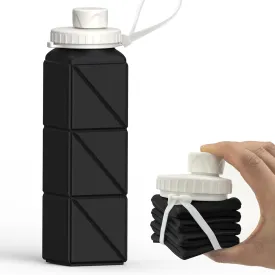 Collapsible Water Bottles 20.6oz, Silicone Foldable Portable Travel Water Bottle, Folding Lightweight Reusable Leakproof for Traveling Camping Hiking Cycling Yoga Sports Outdoor