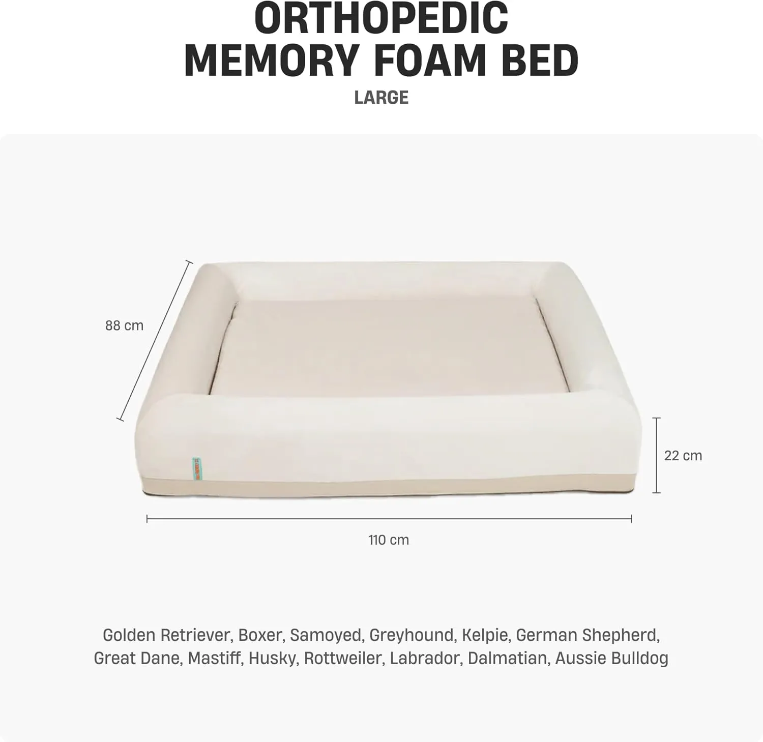 DF Co. Dog Orthopedic Memory Foam Bed | Helps Arthritis & Joint Pain | Lavender Infused, Waterproof Exterior, Machine Washable Cover, Anti-Slip Base | Beige, Size L