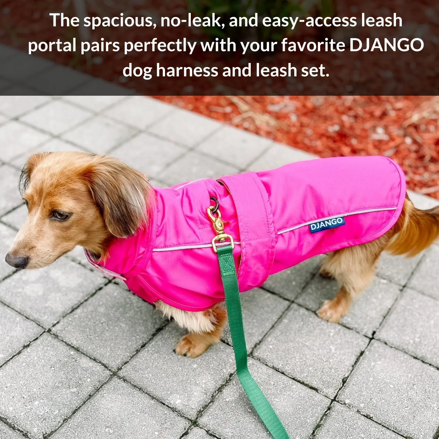 DJANGO City Slicker Waterproof Dog Raincoat and Lightweight Jacket for Long Dogs - Full Coverage Puppy Coat and Reflective Rain Slicker and Windbreaker - Adjustable with Harness Hole (Black, Large)