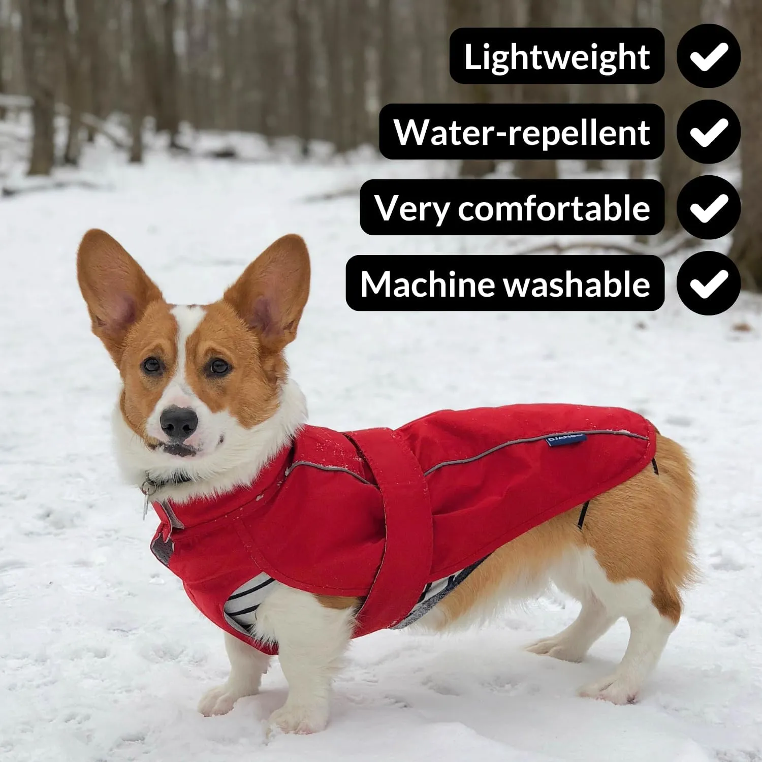 DJANGO City Slicker Waterproof Dog Raincoat and Lightweight Jacket for Long Dogs - Full Coverage Puppy Coat and Reflective Rain Slicker and Windbreaker - Adjustable with Harness Hole (Black, Large)