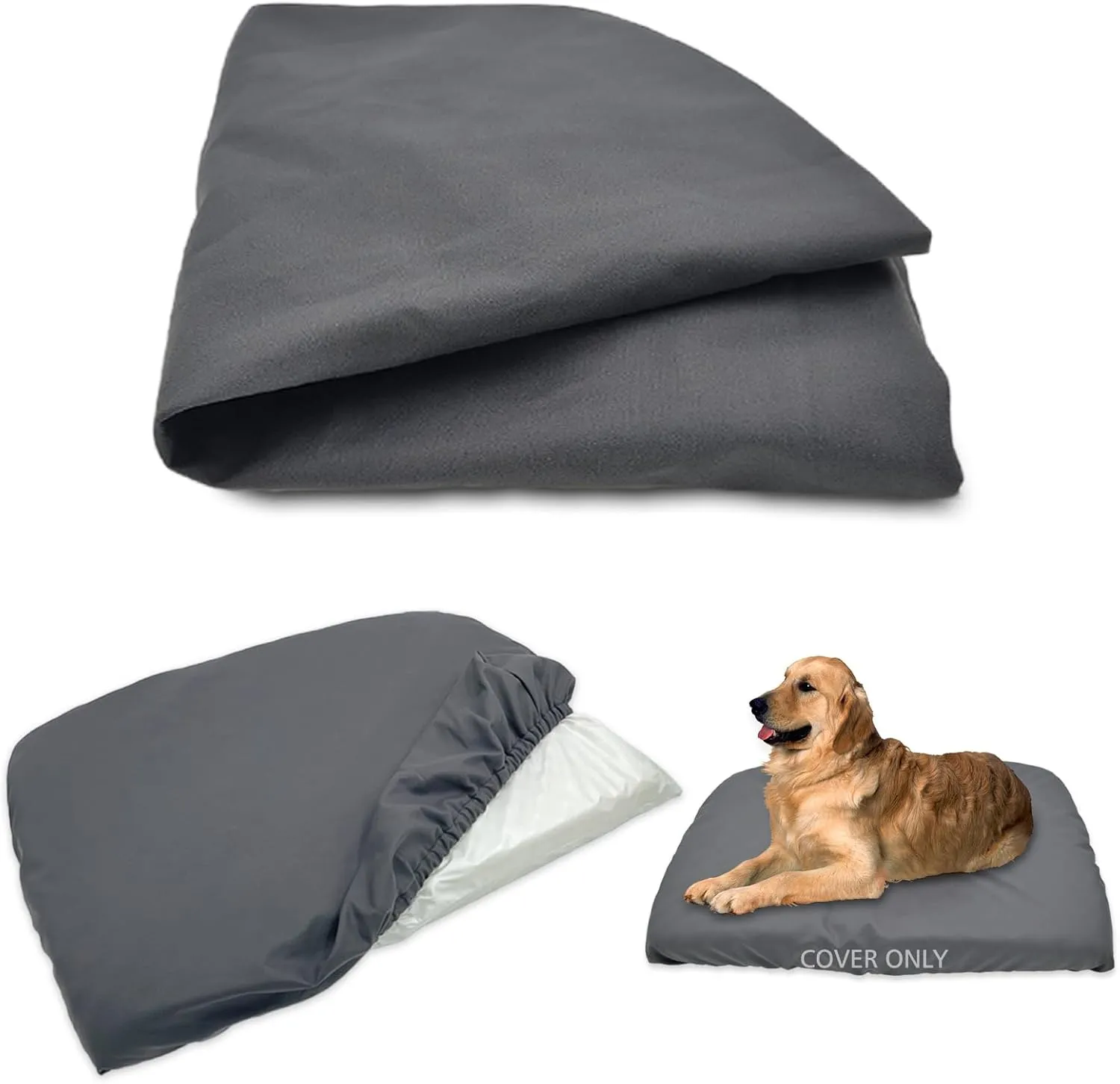 Dog Bed Cover Waterproof Replacement Machine Washable Covers for Dog Bed Heavy Duty Scratch Resistant Mattress Protector Pet Bed 30x20 Inch Grey Cover Only