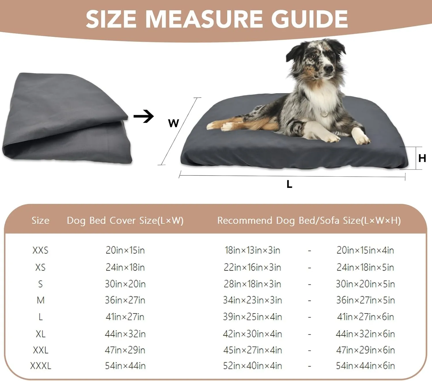 Dog Bed Cover Waterproof Replacement Machine Washable Covers for Dog Bed Heavy Duty Scratch Resistant Mattress Protector Pet Bed 30x20 Inch Grey Cover Only