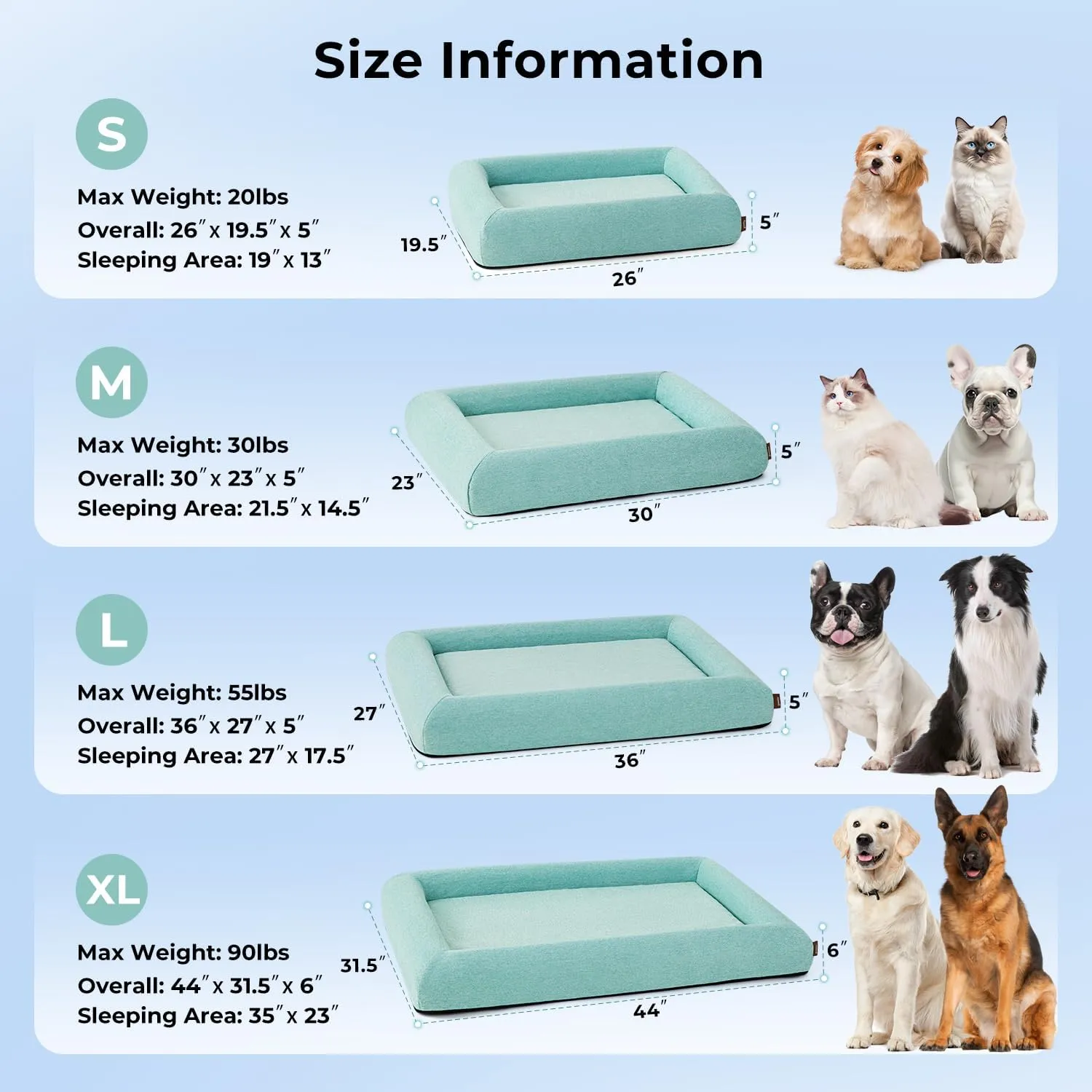 Dog Bed for Medium Size Dogs - Washable Orthopedic Medium Dog Sofa Bed with Removable Supportive Foam Bolster, Linen Waterproof Cover & Non Skid Bottom, Green