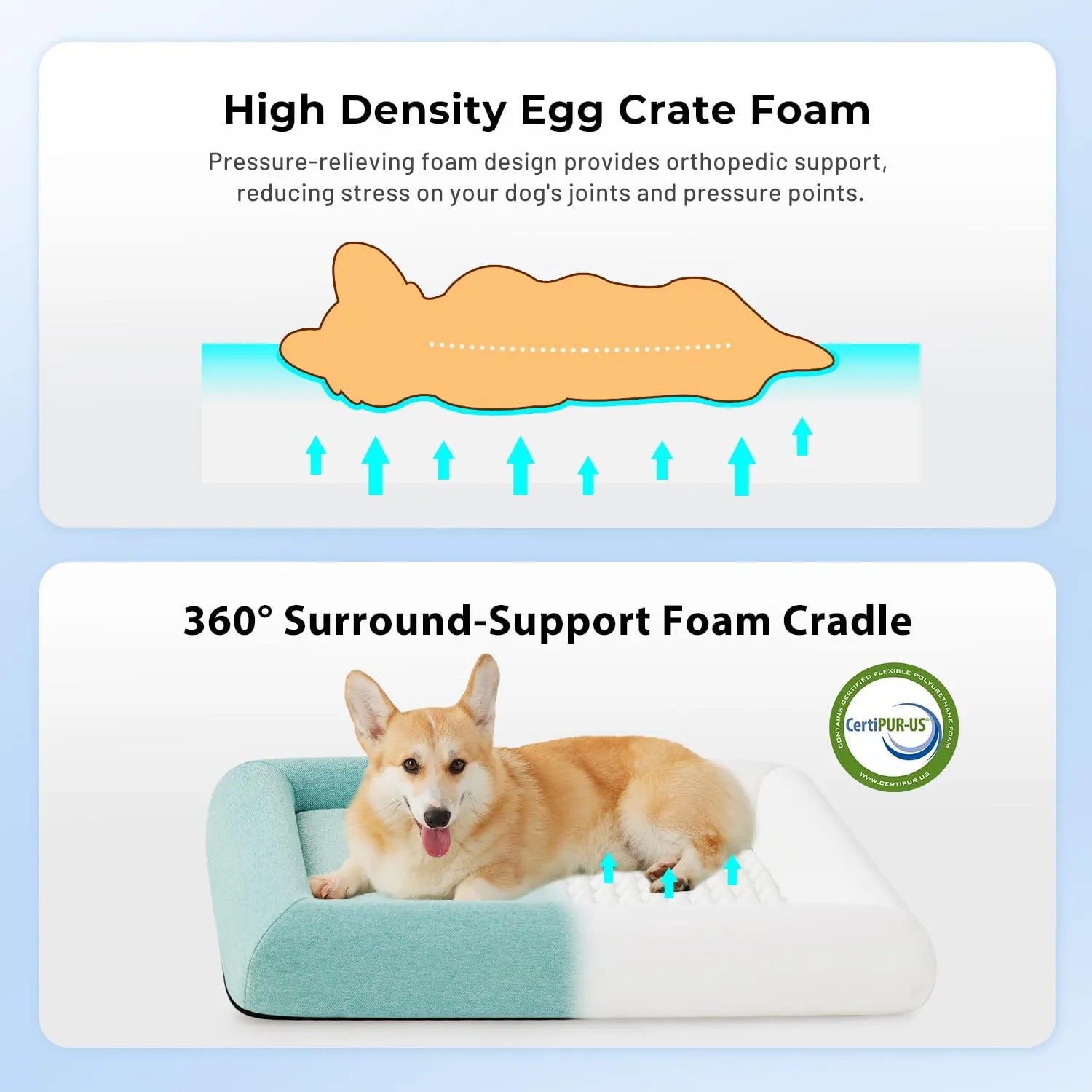 Dog Bed for Medium Size Dogs - Washable Orthopedic Medium Dog Sofa Bed with Removable Supportive Foam Bolster, Linen Waterproof Cover & Non Skid Bottom, Green