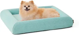 Dog Bed for Medium Size Dogs - Washable Orthopedic Medium Dog Sofa Bed with Removable Supportive Foam Bolster, Linen Waterproof Cover & Non Skid Bottom, Green