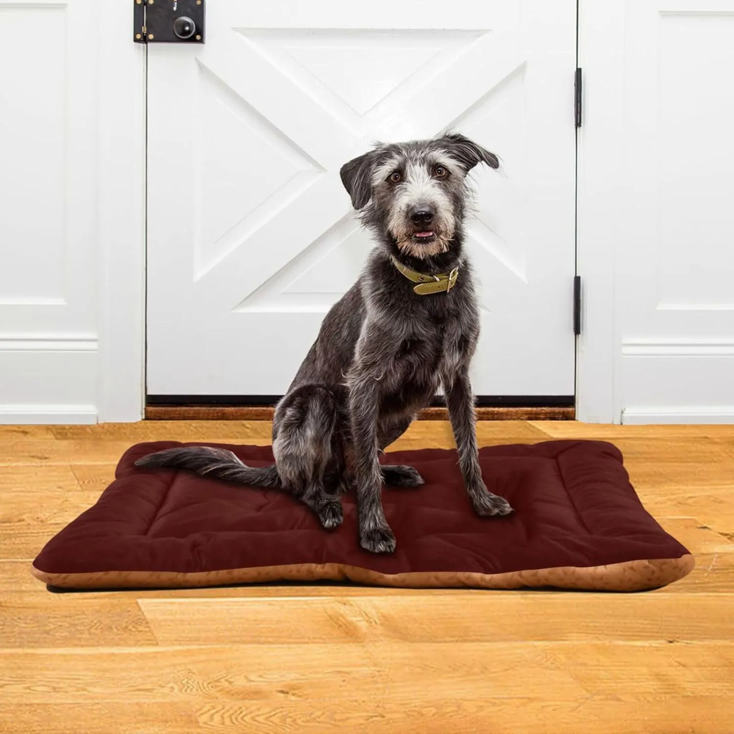Dog Bed Mat Soft Comfortable Anti-Slip Bottom Pet Mat Washable Cat Kennel Crate Pad for Small Medium Large Pets 18x24in Burgundy