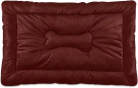 Dog Bed Mat Soft Comfortable Anti-Slip Bottom Pet Mat Washable Cat Kennel Crate Pad for Small Medium Large Pets 18x24in Burgundy