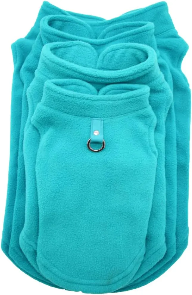 Dog Fleece Vest Soft Winter Jacket Sweater with D-Ring Leash Cold Weather Coat Hoodie for Small Medium Large Dogs Green Large