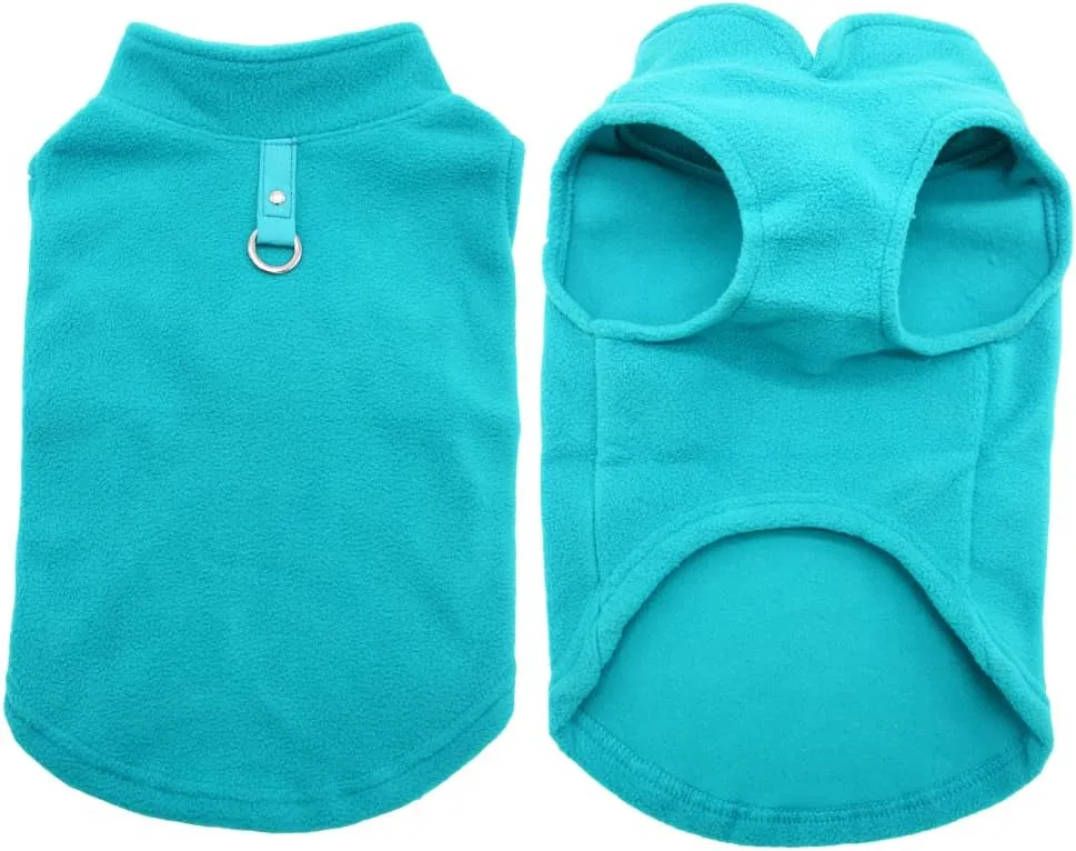 Dog Fleece Vest Soft Winter Jacket Sweater with D-Ring Leash Cold Weather Coat Hoodie for Small Medium Large Dogs Green Large