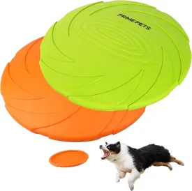 Dog Flying Disc, 2 Pack, 7 Inch, Durable Dog Toys, Nature Rubber Floating Flying Saucer for Water Pool Beach, Orange and Green