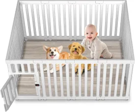 Dog Playpen Indoor, 14 Panel, 25.6in H, Non-Slip, Suitable for Small Dogs, Easy to Install and Remove, White