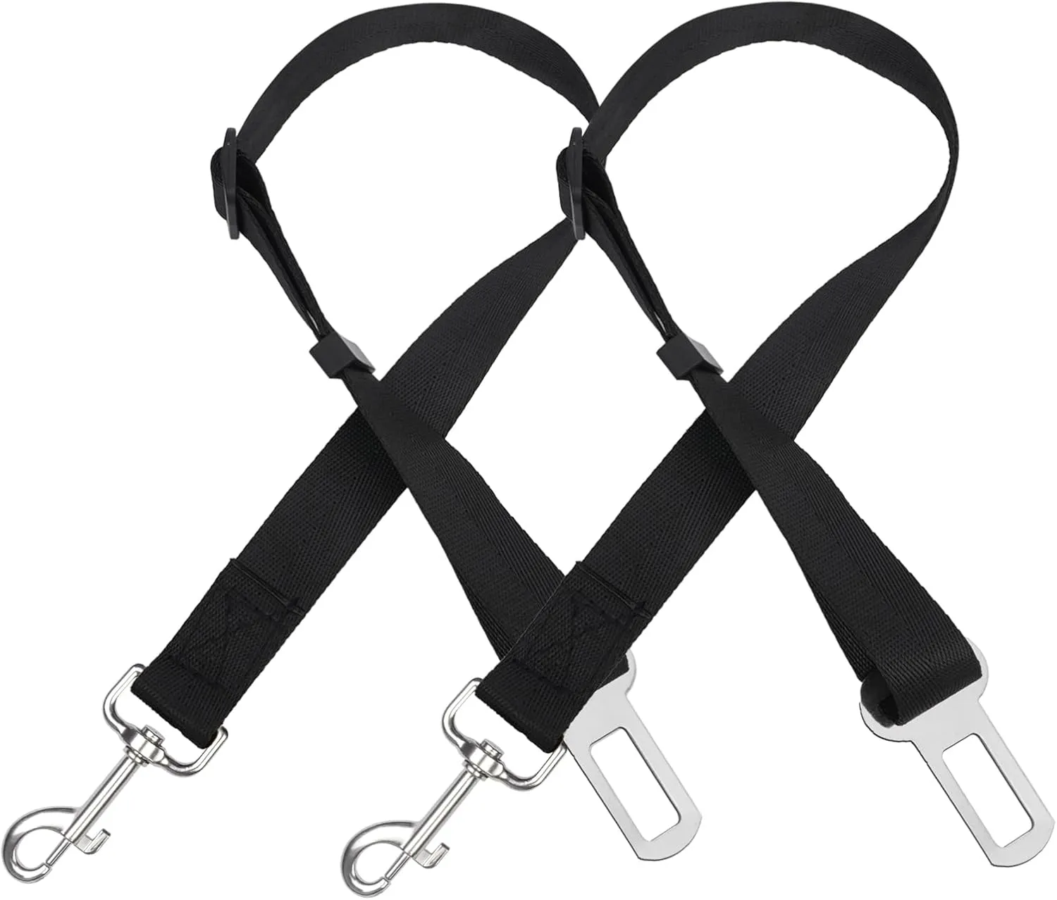 Dog Seat Belt for Car,Dog Harness,Adjustable Nylon Safety Harness with Steel Buckles,2-Pack Pet Seatbelt Restraint for Car Travel - Universal Fit with Attachment Clip for Dog's Safety