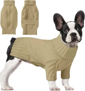 Dog Sweaters for Small Medium Large Dogs Girl, Classic Turtleneck Pet Sweater for Dogs Cats, Thermal Doggy Winter Coat, Warm Dog Shirt Outfits, Double Knitting Collar for Outdoor Playing (S, Camel)
