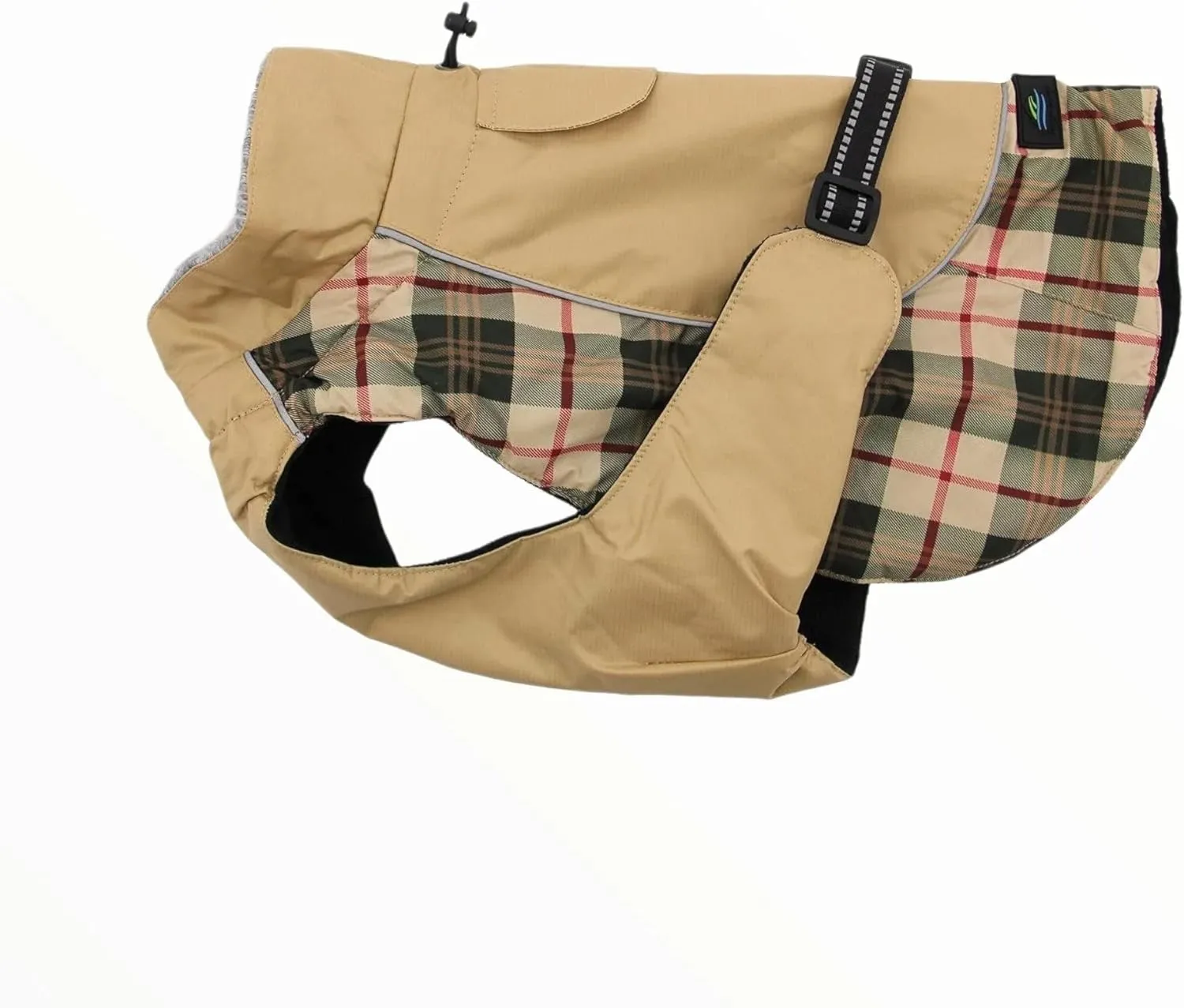 Doggie Design Alpine All Weather Dog Sport Parka Coat - Beige Plaid Size M
