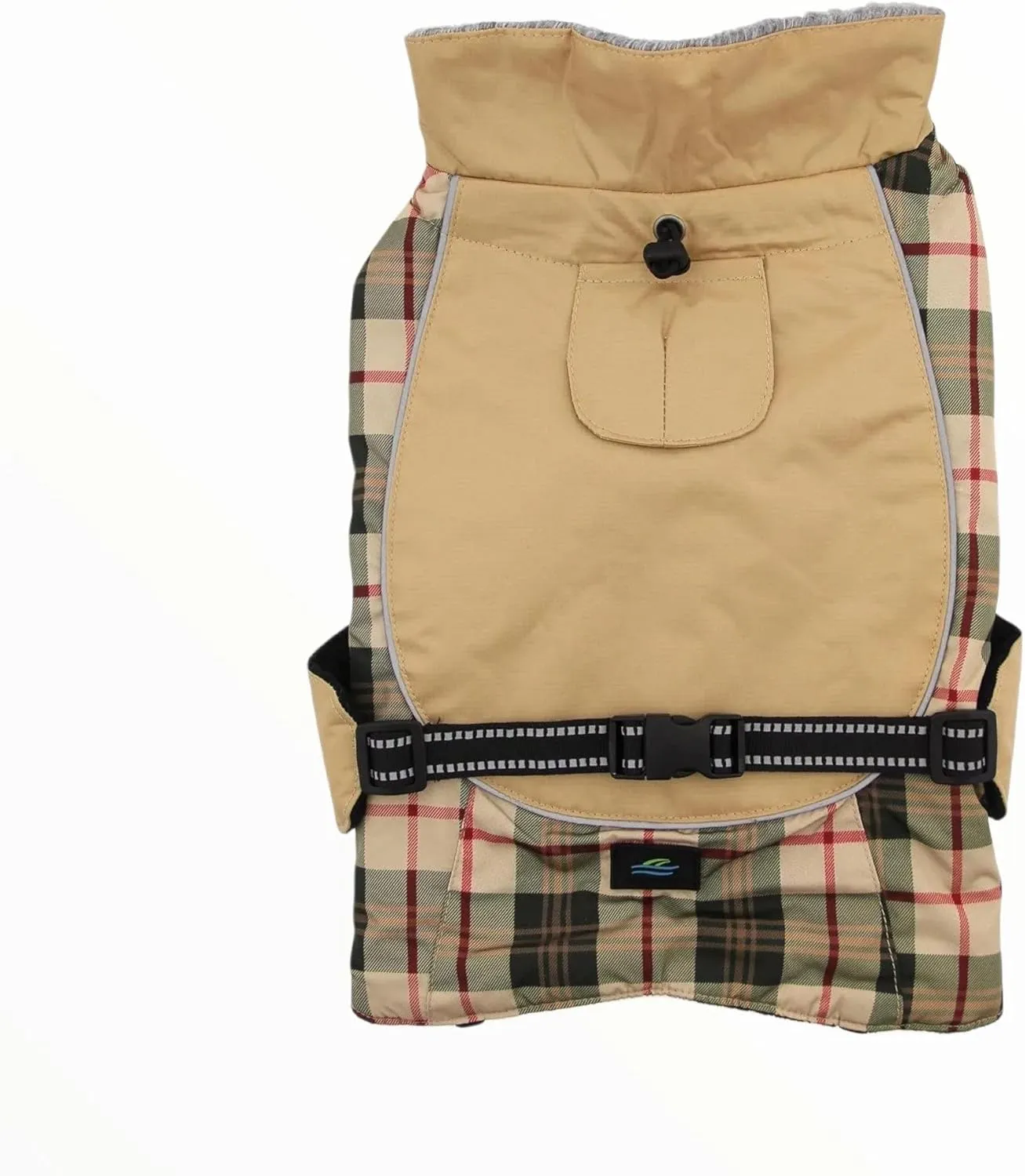 Doggie Design Alpine All Weather Dog Sport Parka Coat - Beige Plaid Size M