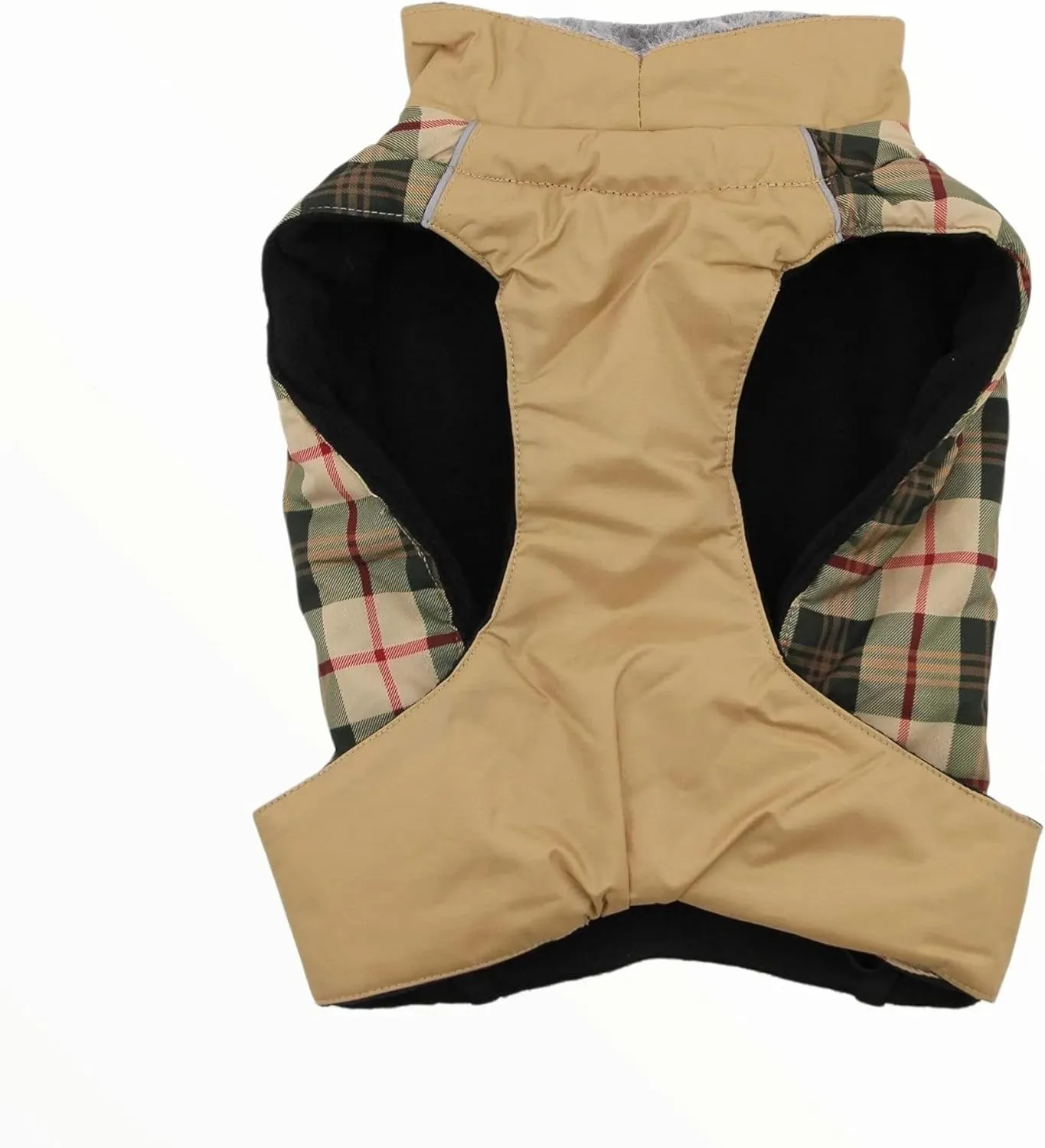 Doggie Design Alpine All Weather Dog Sport Parka Coat - Beige Plaid Size M