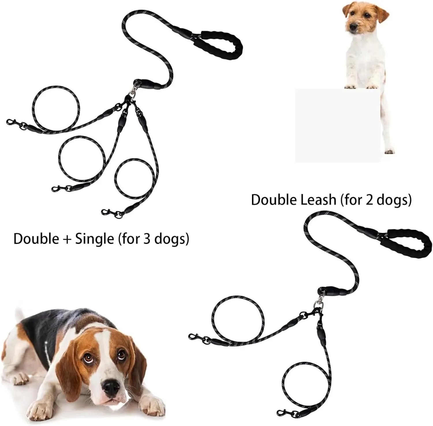 Double Bungee Leash - 1st Step Training Tool, No Tangle Dual Leash for 2 Dogs, Sturdy Walking Training Lead, Padded Handles, for Small, Medium, Large Breeds (Yelow, Medium)