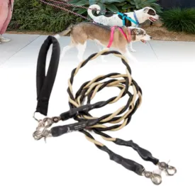 Double Bungee Leash - 1st Step Training Tool, No Tangle Dual Leash for 2 Dogs, Sturdy Walking Training Lead, Padded Handles, for Small, Medium, Large Breeds (Yelow, Medium)