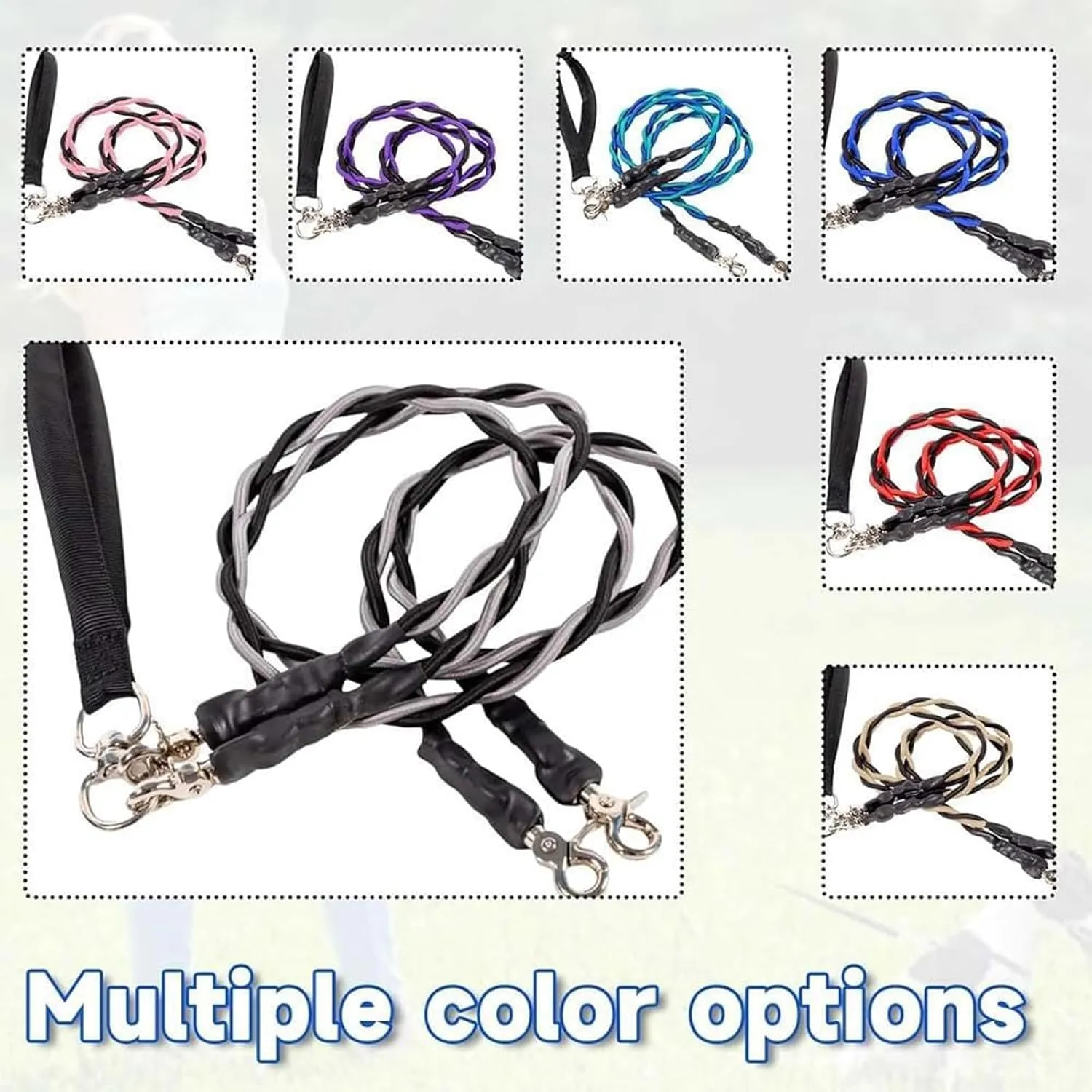 Double Bungee Leash - 1st Step Training Tool, No Tangle Dual Leash for 2 Dogs, Sturdy Walking Training Lead, Padded Handles, for Small, Medium, Large Breeds (Yelow, Medium)