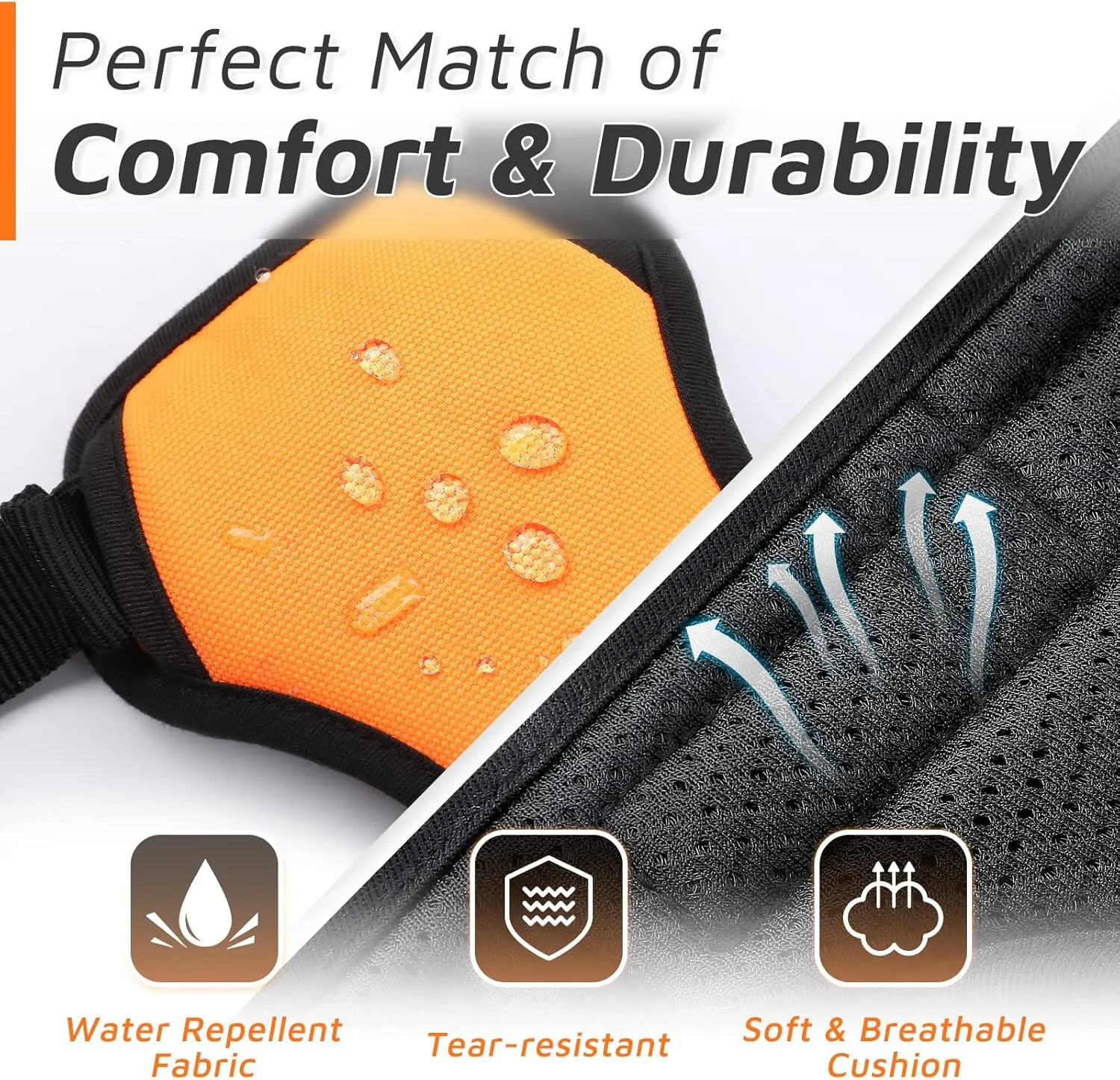 Eagloo Dog Harness Large Breed, No Pull Service Vest with Reflective Strips and Control Handle, Adjustable and Comfortable for Easy Walking, No Choke Pet Harness with 2 Metal Rings, Orange, XL