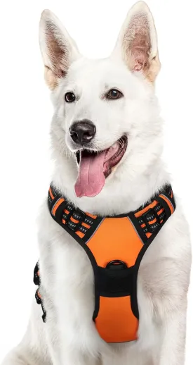 Eagloo Dog Harness Large Breed, No Pull Service Vest with Reflective Strips and Control Handle, Adjustable and Comfortable for Easy Walking, No Choke Pet Harness with 2 Metal Rings, Orange, XL