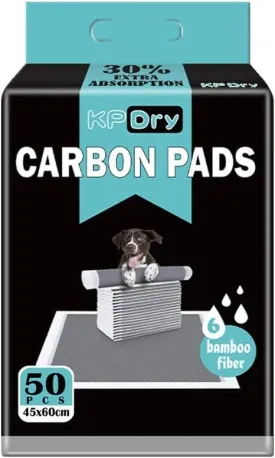Eco-Friendly Bamboo Charcoal Puppy Training Pads: Ultra Absorbent & Odor-Neutralizing Dog Pee Mats, 6-Layer Leak-Proof Design (Medium 24x18) 50-Count, Black