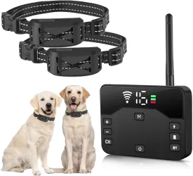 Electric Fence for 2 Dogs,2 in 1 Wireless Dog Fence System Training Shock Collar with Remote Control,Waterproof Perimeter Dog Collar Up to 985ft