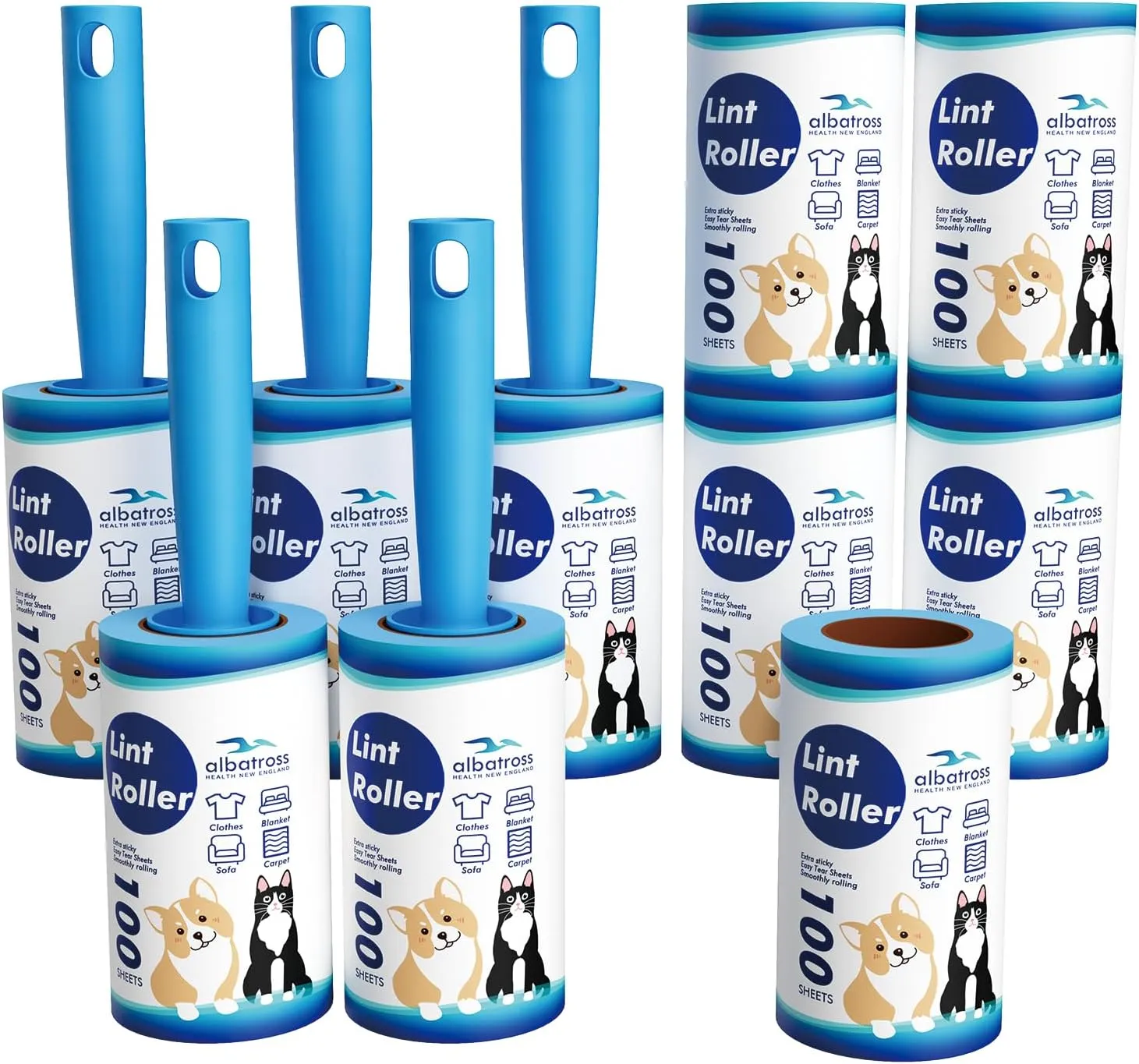 Extra Sticky Lint Roller, Mega Value Set 1000 Sheets for Pet Hair Removal, Dog and Cat Lint Remover for Clothes, Furniture, Carpet