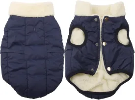 Fleece Lined Warm Dog Jacket for Puppy Winter Cold Weather,Soft Windproof Small Dog Coat,Blue S