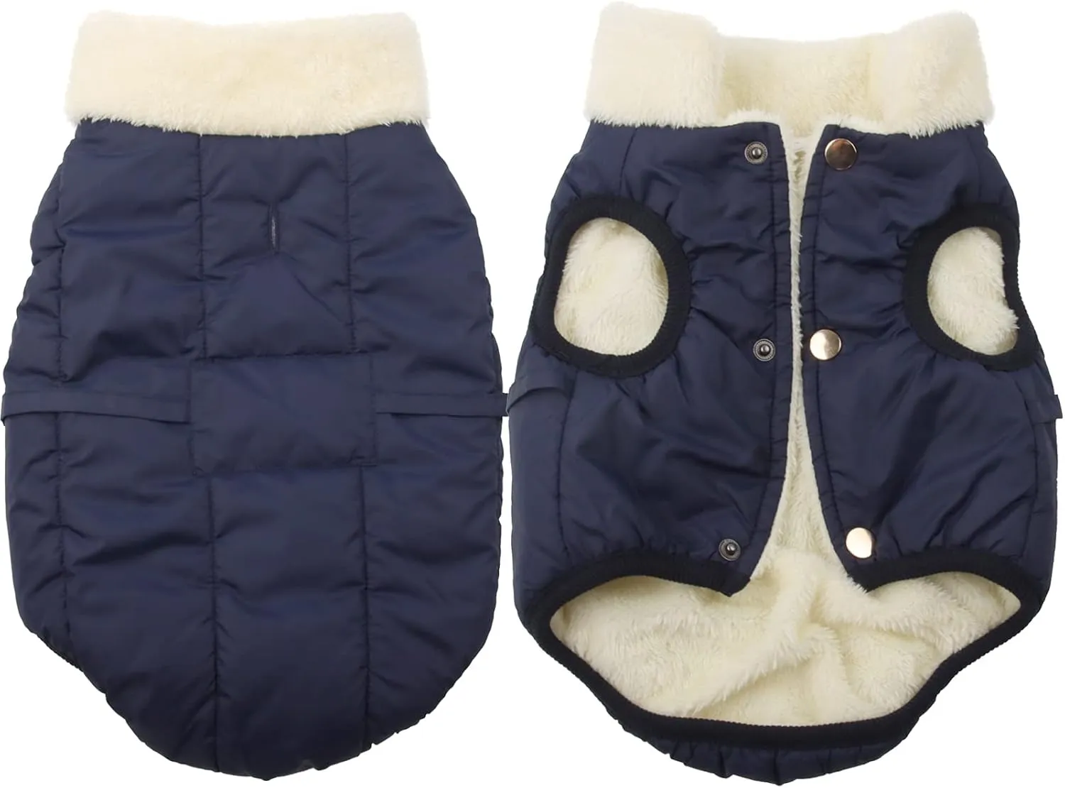Fleece Lined Warm Dog Jacket for Puppy Winter Cold Weather,Soft Windproof Small Dog Coat,Blue S