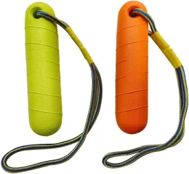 Floating Interactive Training Toy for Dogs, EVA Dog Stick, Water Floating for Pools, Boating and Outdoors, Safety Orange and Yellow/Green with Handle String (Two Pack)