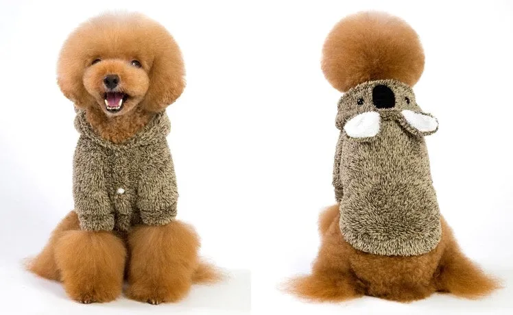 HM Brown Koala Hoodie - Buttoned Jacket For Small Pets
