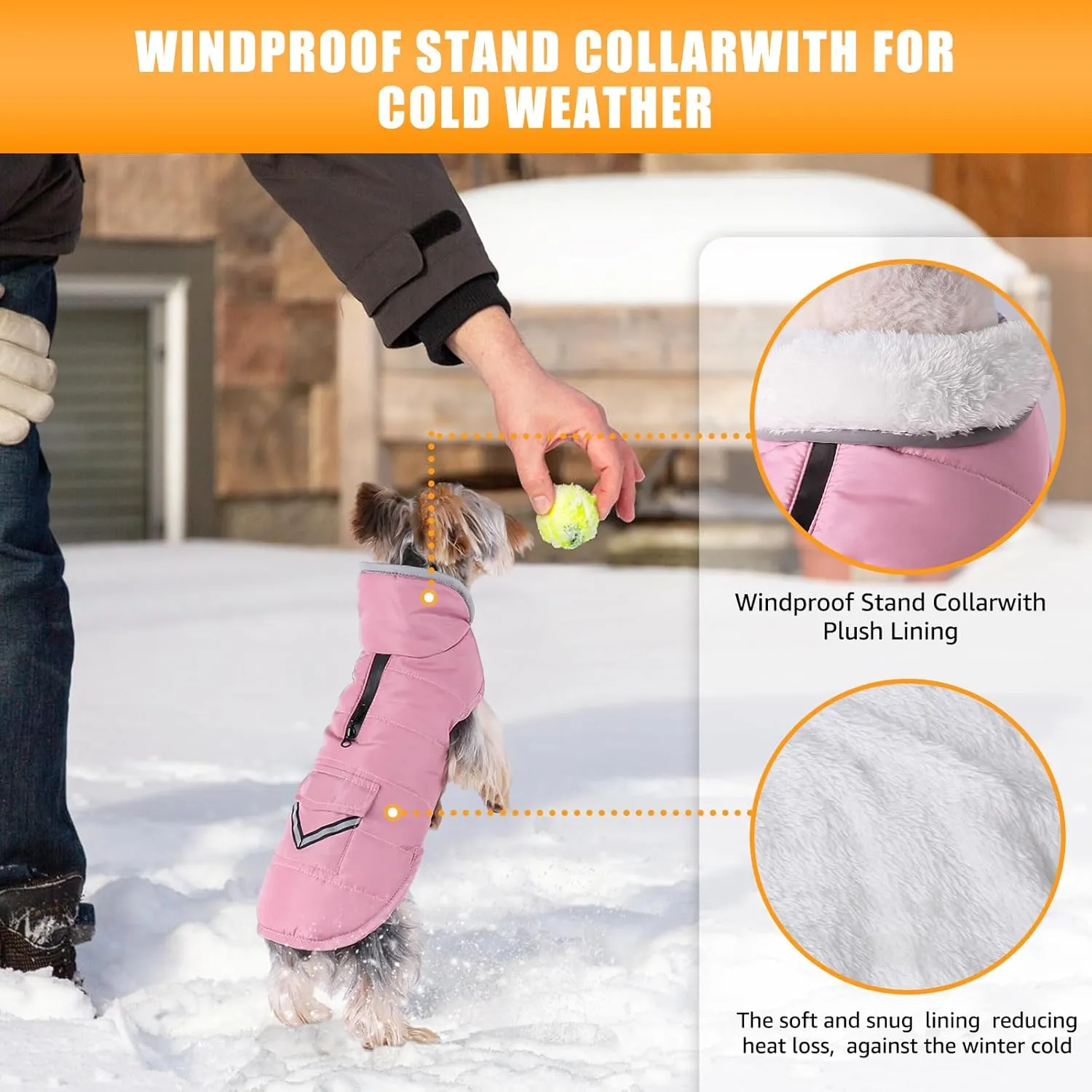 iBuddy Dog Winter Coats with Fleece Vest,Waterproof Warm Dog Snow Jacket Windproof, Reflective Adjustable Pet Dogs Cold Winter Coat for Dogs Girl Boy
