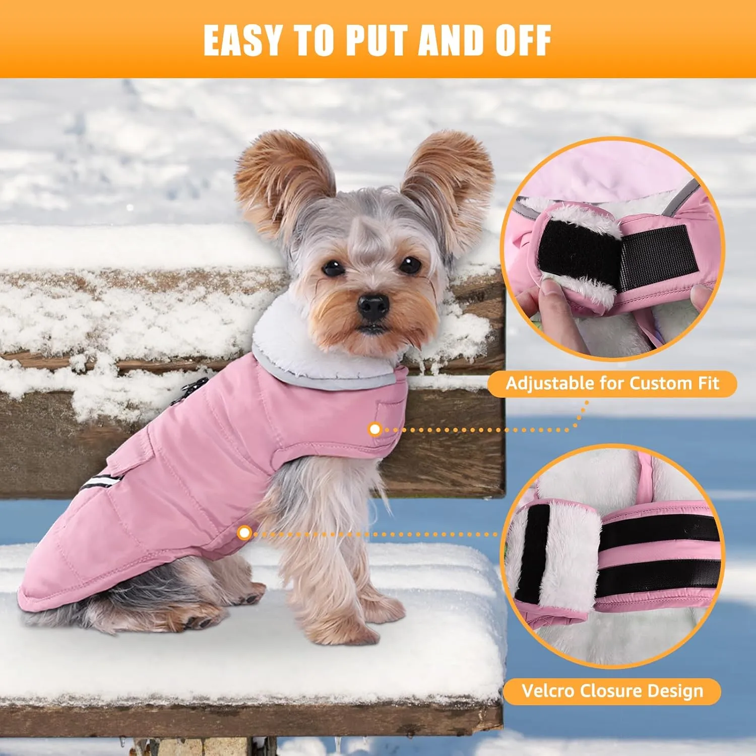 iBuddy Dog Winter Coats with Fleece Vest,Waterproof Warm Dog Snow Jacket Windproof, Reflective Adjustable Pet Dogs Cold Winter Coat for Dogs Girl Boy