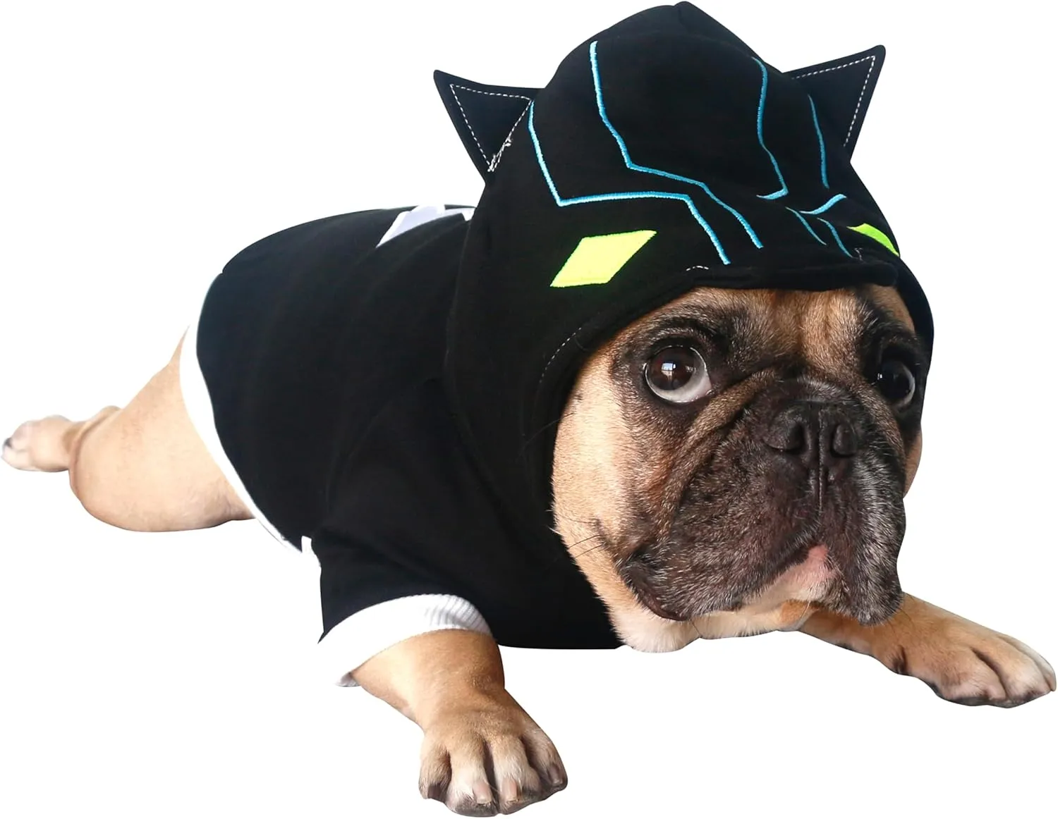 iChoue Black Panther Costumes Hoodies for French Bulldogs, Pugs, English Bulldogs, Keep Your Dogs Warm and Stylish. Add Fun to Your pets Wardrobe, Sure to Turn Heads - Black, Large