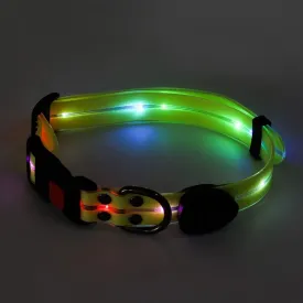 Illuminated Dog Collar, Led Light Up, Glow In The Dark, Rechargeable, Waterproof, Reflective, Blinking, High Visibility, For Large, Medium Dogs