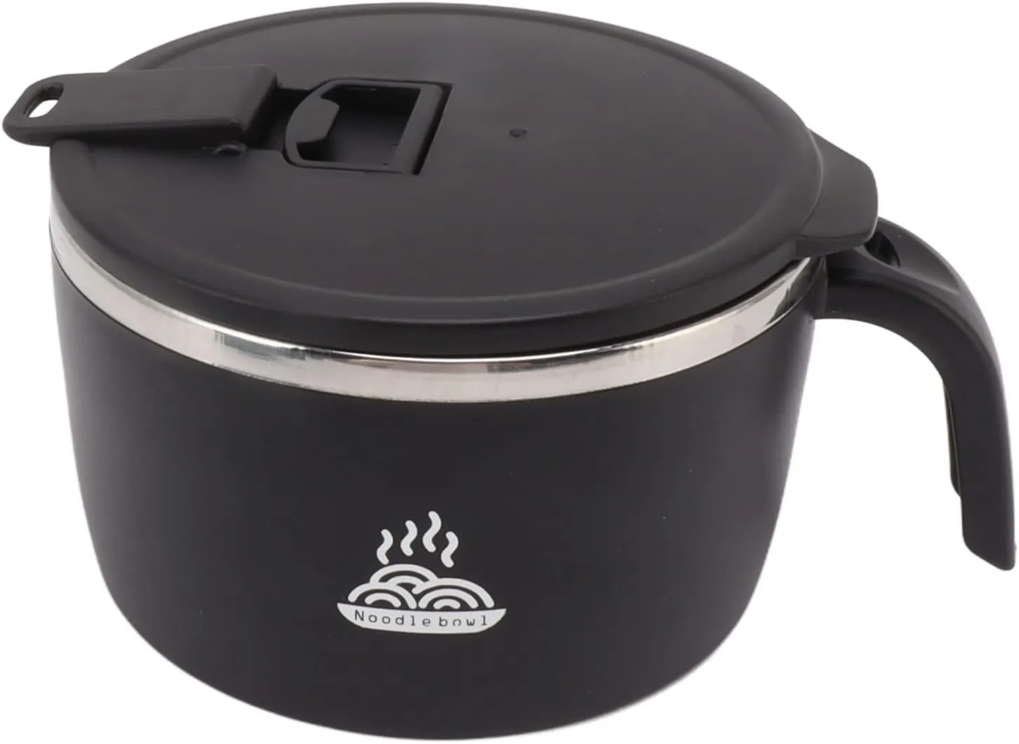 Insulated Lunch Box,Portable Stainless Steel Ramen Bowls Instant Noodles Bowl Insulated Lunch Pot Sealed Lunch Storage Container for Outdoor Work Travel Picnic (Black)