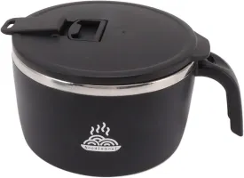 Insulated Lunch Box,Portable Stainless Steel Ramen Bowls Instant Noodles Bowl Insulated Lunch Pot Sealed Lunch Storage Container for Outdoor Work Travel Picnic (Black)