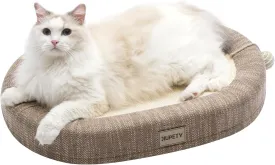 Jiupety Sisal Cat Scratcher Bed, 24" Extra Large Scratcher Up to 20lbs, Oval Durable Scratching Board, 3 in 1 Cat Bed, Brown