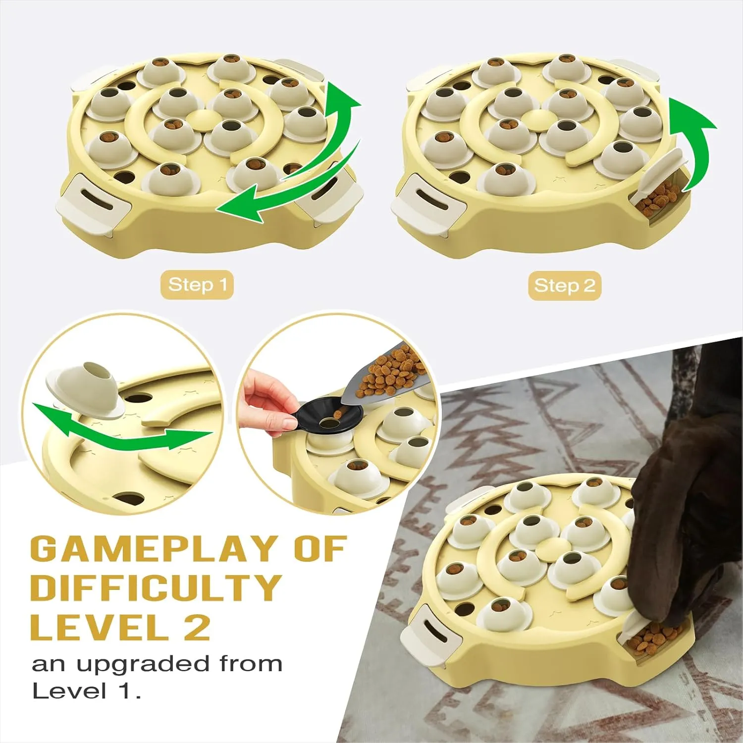 KADTC Interactive Dog & Cat Puzzle & Slow Feeder Toy - 2-in-1 Beginner-Friendly Treat Dispenser, Puppy & Kitten Mental Stimulation Games Holiday & Birthday Gift Idea